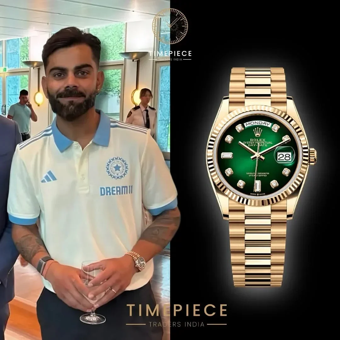 ROLEX DAYDATE GOLD GREEN DIAMOND (VIRAT KOHLI)