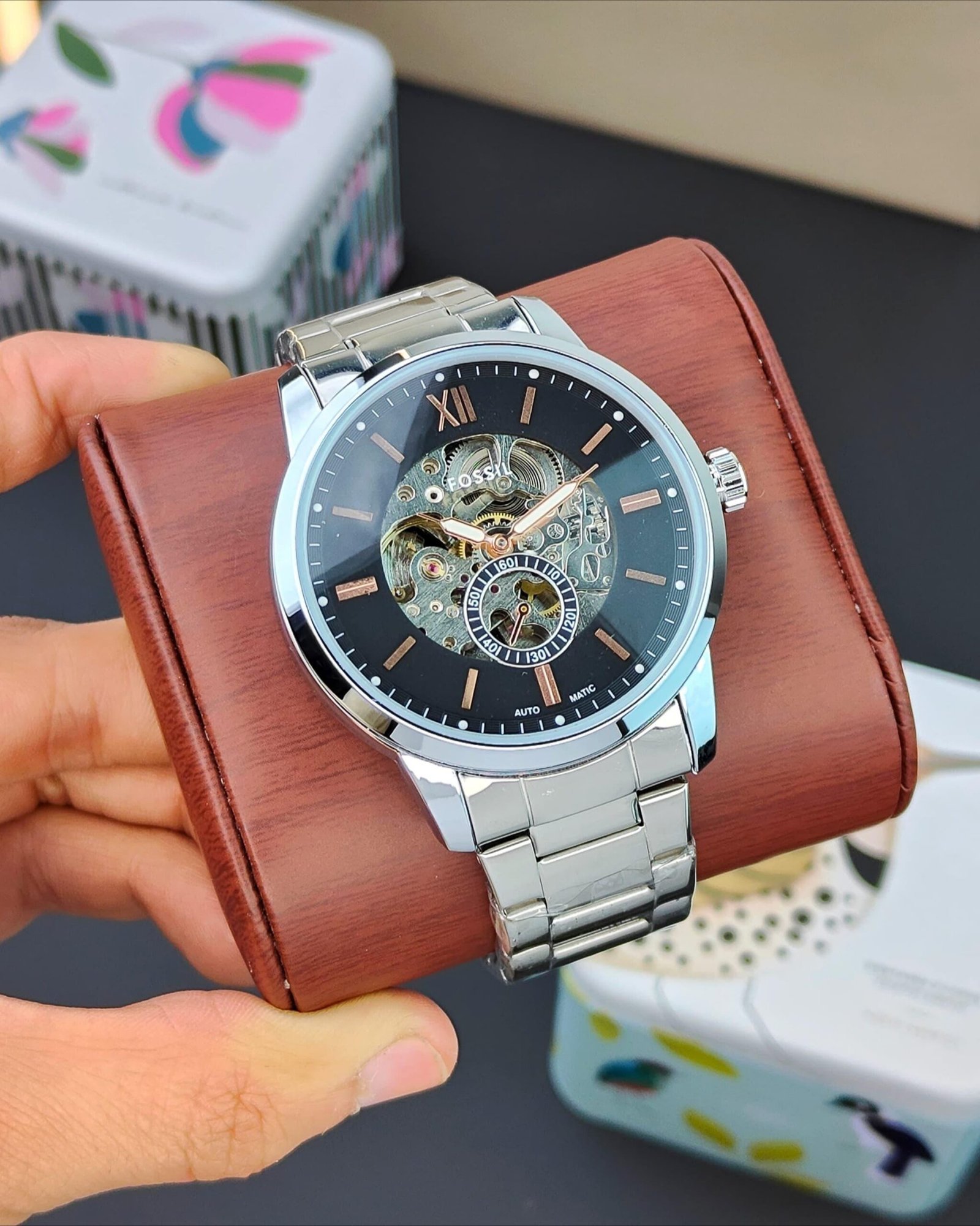 FOSSIL TOWNSMAN MEN’S AUTOMATIC WRISTWATCH SPECIFICALLY IDENTIFIED AS A SKELETON DIAL ME3153😍😍💥💥