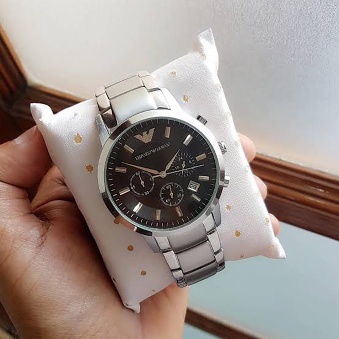 Armani Ar2453 Silver Black Dial Metal