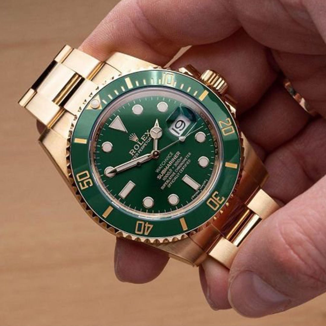 ROLEX SUBMARINE GOLD GREEN WATCH