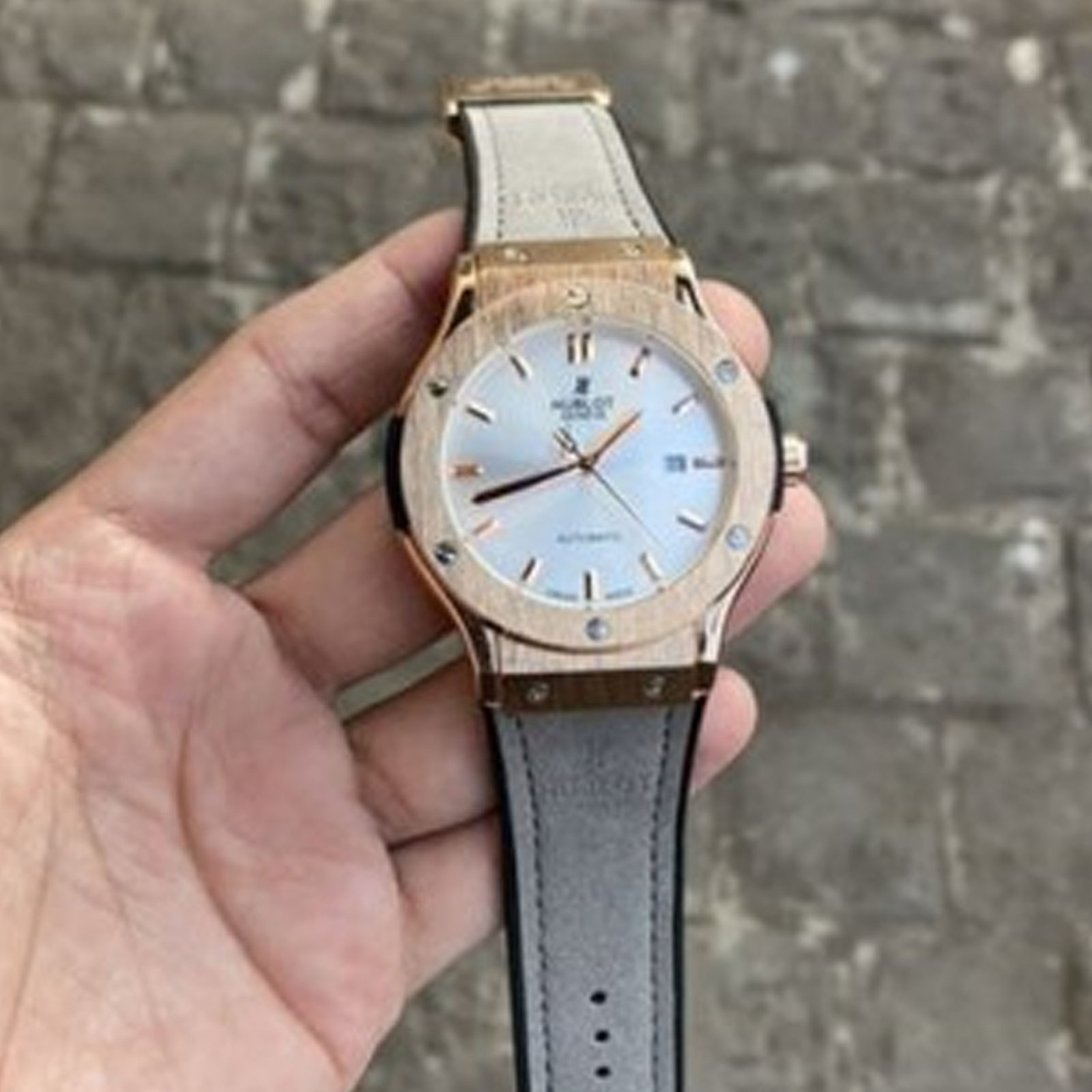 Hublot Automatic Silver With Gold Dial.