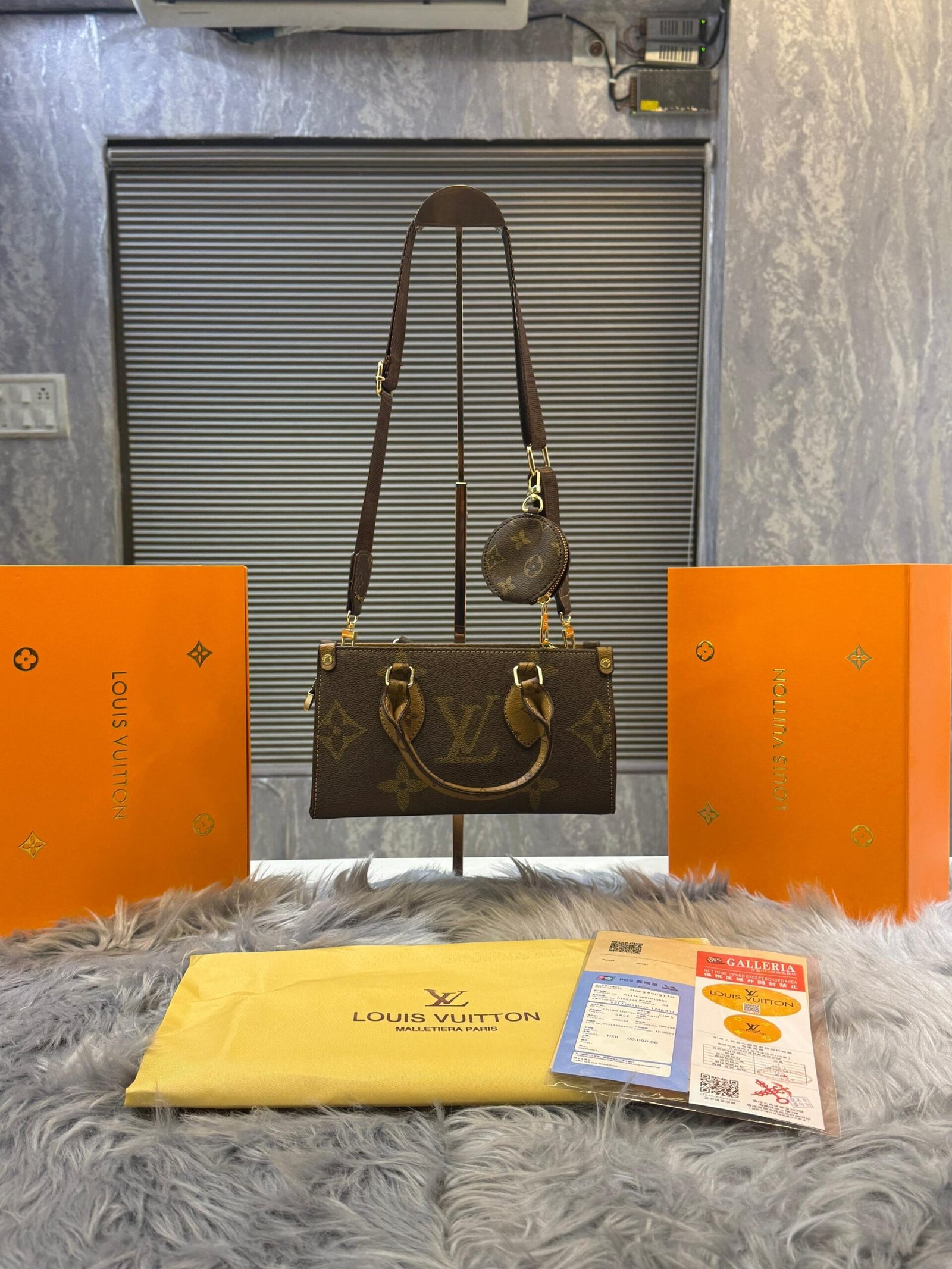 Louis Vuitton Monogram Petite Malle-Inspired Mini Top Handle Bag (with Coin Pouch Strap).