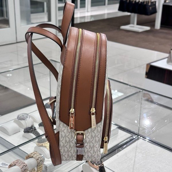 Michael Kors Jaycee Medium Backpack – Signature Logo Everyday Essential (white)