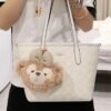 Coach Fiona Top Zipper Tote With Disney Charm ( white)