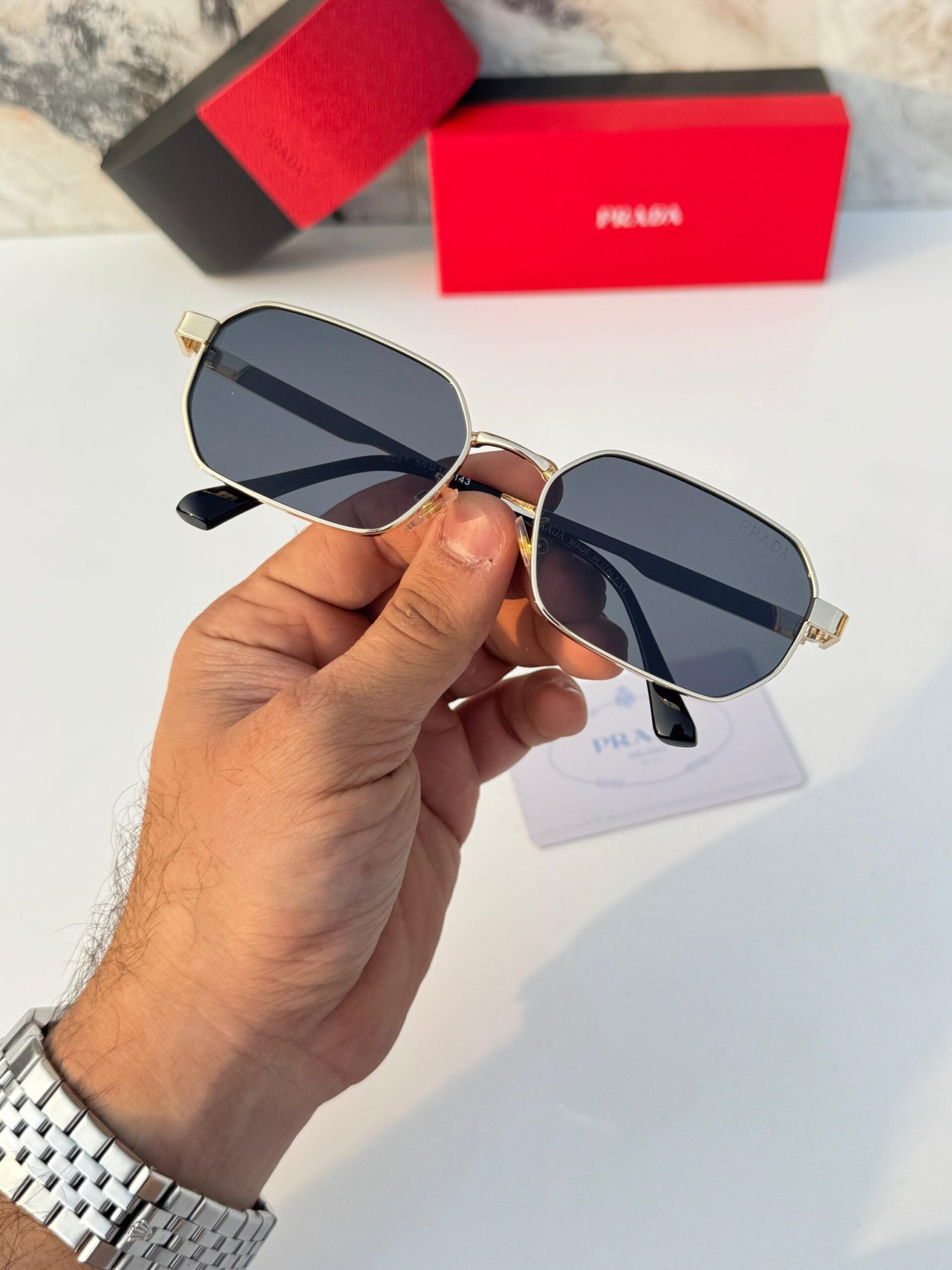 Prada 9067 Gold Black Sunglasses – Luxury Designer Eyewear