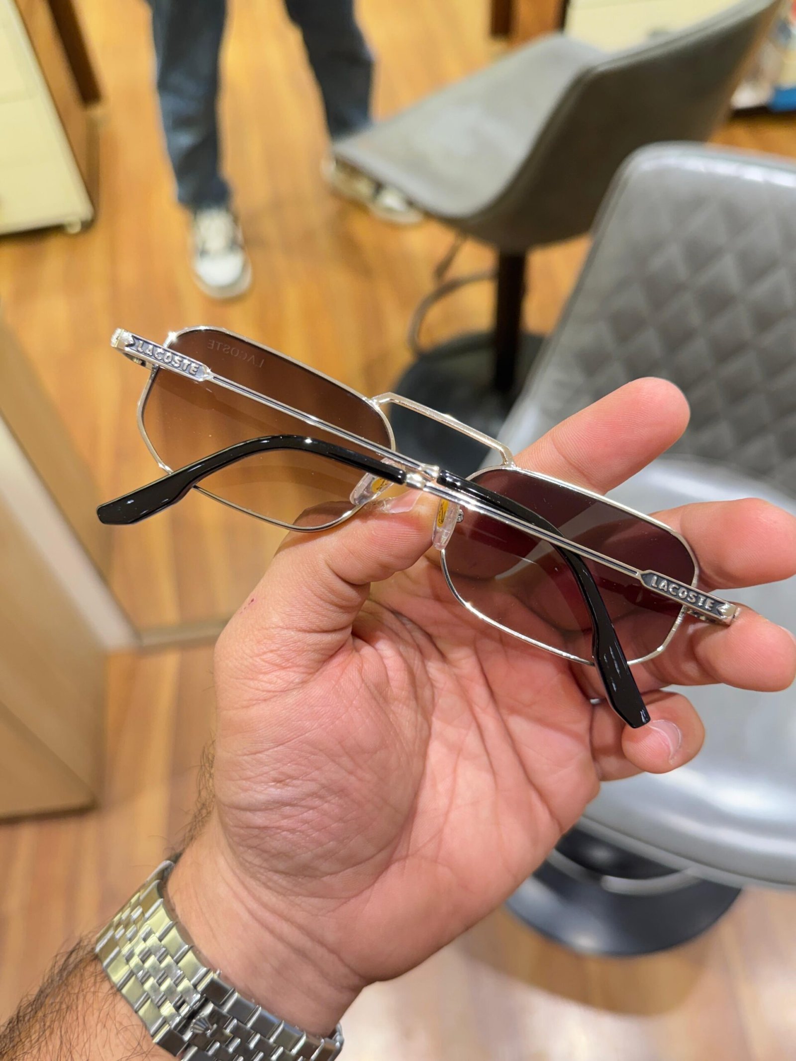 Lacoste Silver Brown Sunglasses – Sporty Designer Eyewear