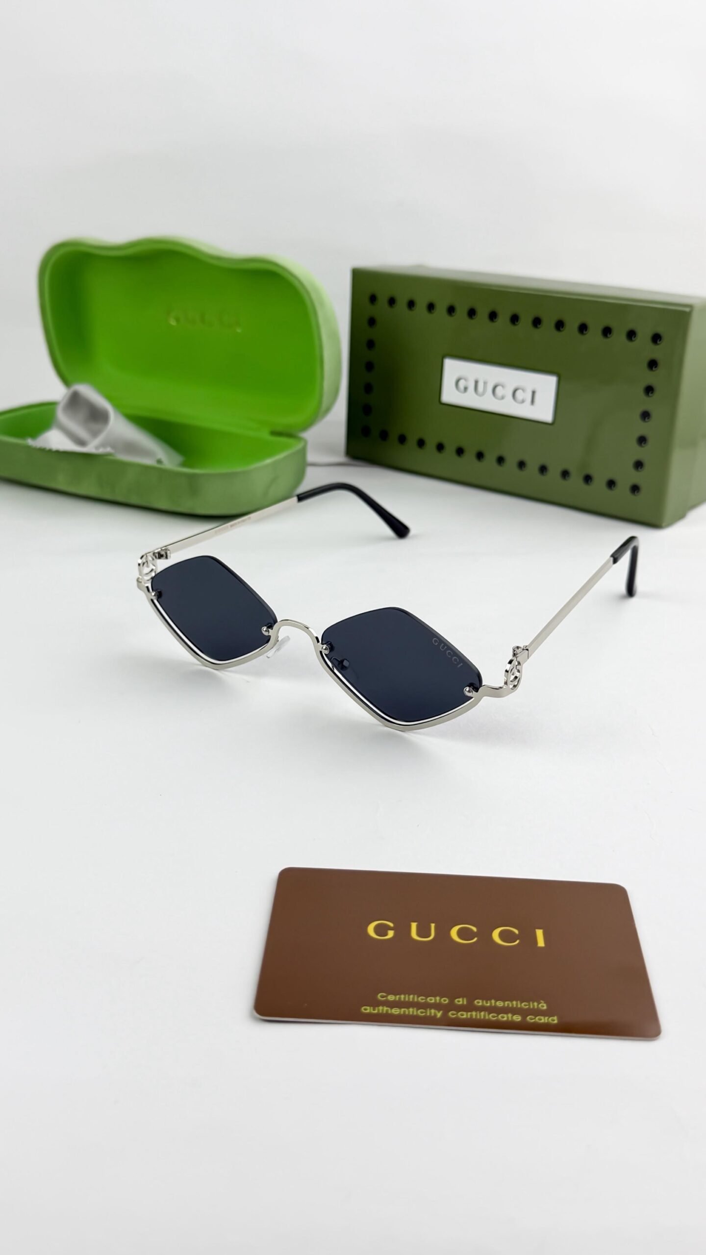 Gucci Silver Black Sunglasses – Luxury Designer Eyewear