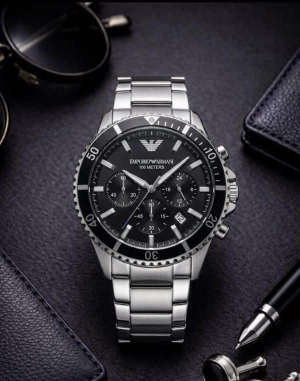 Emporio Armani AR70010 Silver Black – Quartz Chronograph Watch