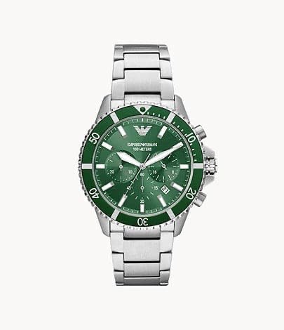Emporio Armani AR70010 Silver Green – Quartz Chronograph Watch