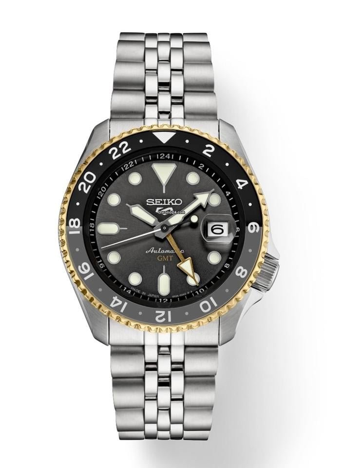 Seiko 5 Sports GMT Black Gold Bezel