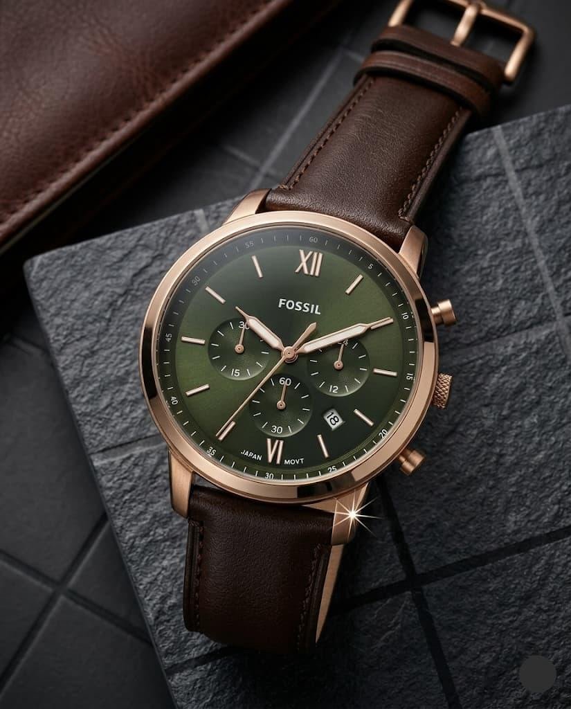 Fossil Neutra Chronograph Brown Leather Green Dial – Classic Watch