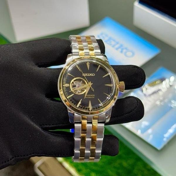Seiko Automatic Silver Black Gold